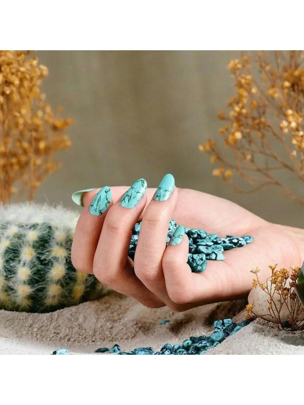 Color Street Mojave Turquoise Southwestern Sky Blue Stone Nail Strips